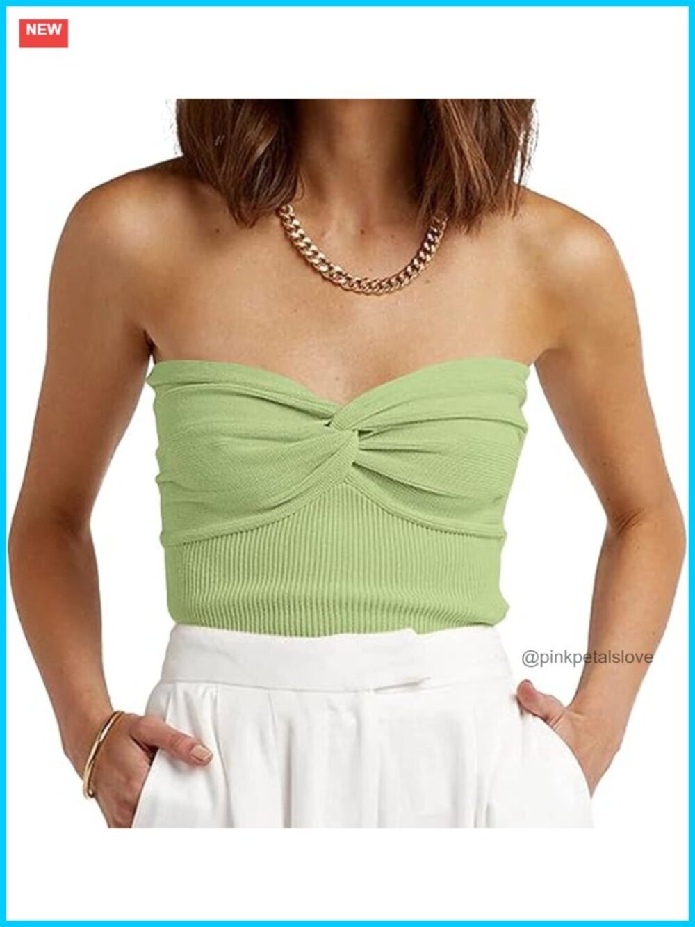 Women's Tube Top Crop Top Strapless Sleeveless Ribbed Knit Twist-Knot Summer Y2K